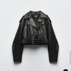 XS Zara Distressed Black Biker Jacket never worn